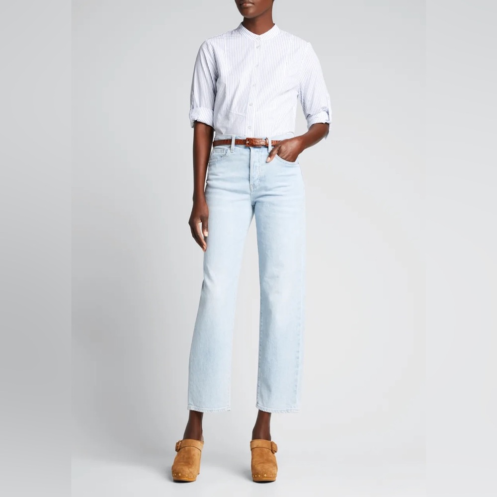 Veronica Beard Black classic straight high rise in light wash— Women’s 6 / 28